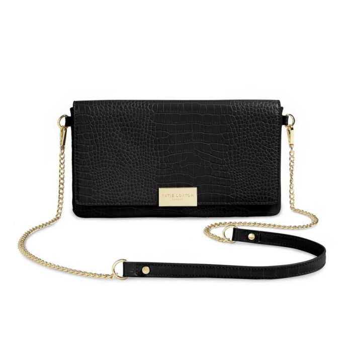 Katie Loxton Celine Faux Croc Fold Over Crossbody - Black